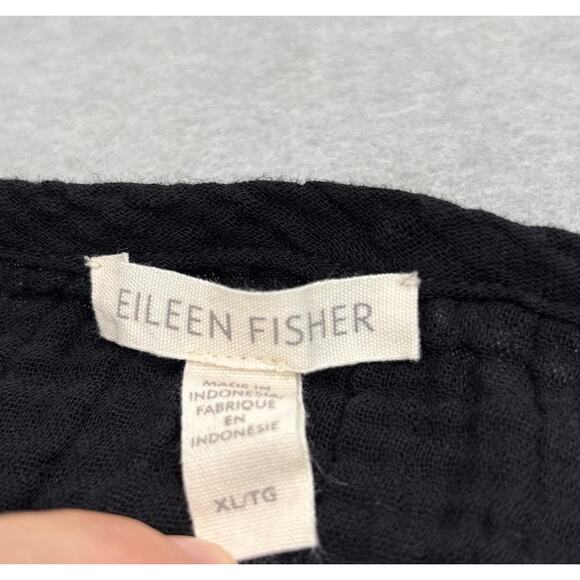 Eileen Fisher XL Gauzy 100% Organic Cotton ballet Neck boxy black top - Picture 7 of 8